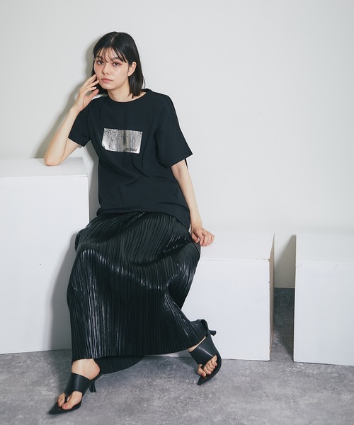 ANOTHER S(アナザーエス)の「箔プリントシルバーヴィンテージプリントTシャツ(Tシャツ/カットソー・レディース・ブラック×シルバー/ホワイト×シルバー/ホワイト×ゴールド/ブラック×ゴールド・FREE)」の18枚目の写真