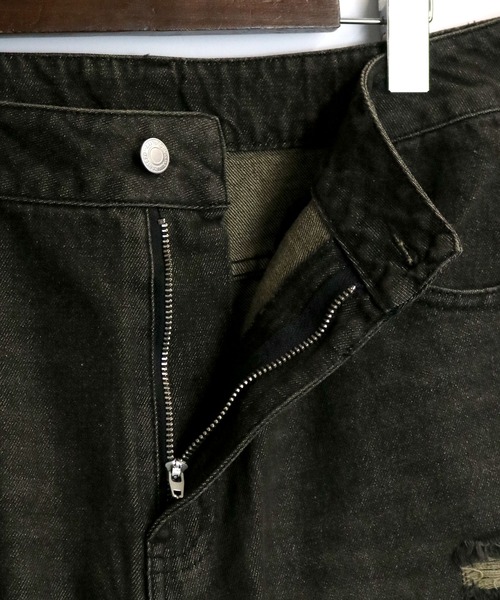 Starting Over(スターティングオーバー)の「overdye ripped denim baggy pants/オーバーダイ ダメージ加工 ヴィンテージライク デニム バギーパンツ(デニムパンツ・メンズ・ブラック/ブルー・M/XL/L)」の6枚目の写真