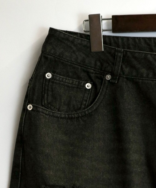 Starting Over(スターティングオーバー)の「overdye ripped denim baggy pants/オーバーダイ ダメージ加工 ヴィンテージライク デニム バギーパンツ(デニムパンツ・メンズ・ブラック/ブルー・M/XL/L)」の7枚目の写真