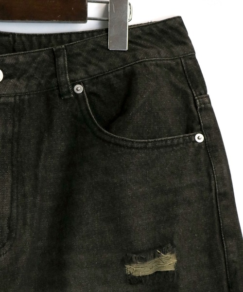 Starting Over(スターティングオーバー)の「overdye ripped denim baggy pants/オーバーダイ ダメージ加工 ヴィンテージライク デニム バギーパンツ(デニムパンツ・メンズ・ブラック/ブルー・M/XL/L)」の8枚目の写真