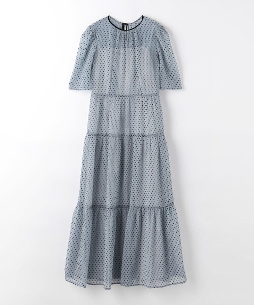 kaene フロッキードットドレス　グレー kaene（カエン）の「＜kaene＞フロッキードット ティアード