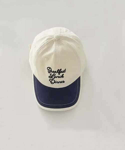 Bambin（ボンバン）の「【 Bambin / ボンバン 】 ロゴ 刺繍 バイカラー キャップ（キャップ・キッズ・ブラウン/ピンク/グリーン/アイボリー/ブラック・FREE）」の2枚目の写真