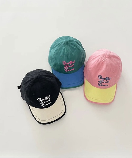 Bambin（ボンバン）の「【 Bambin / ボンバン 】 ロゴ 刺繍 バイカラー キャップ（キャップ・キッズ・ブラウン/ピンク/グリーン/アイボリー/ブラック・FREE）」の8枚目の写真