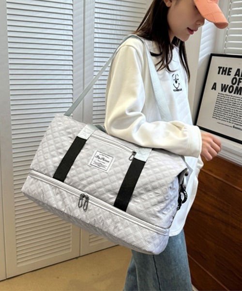 Miniministore(ミニミニストア)の「キルティング トラベルバッグ 大容量旅行(ボストンバッグ・レディース・ラベンダー/ライトグレー/ピンク/ブラック/アイボリー・FREE)」の3枚目の写真