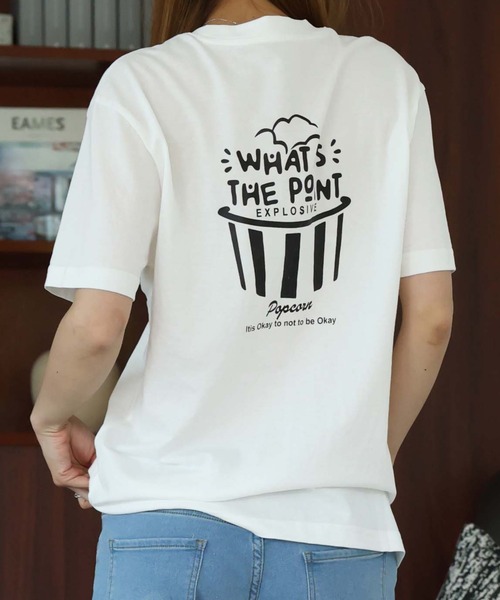 Girly Doll(ガーリードール)の「ポップコーンTシャツ(Tシャツ/カットソー・レディース・ネイビー/ホワイト/ピンク・F)」の4枚目の写真