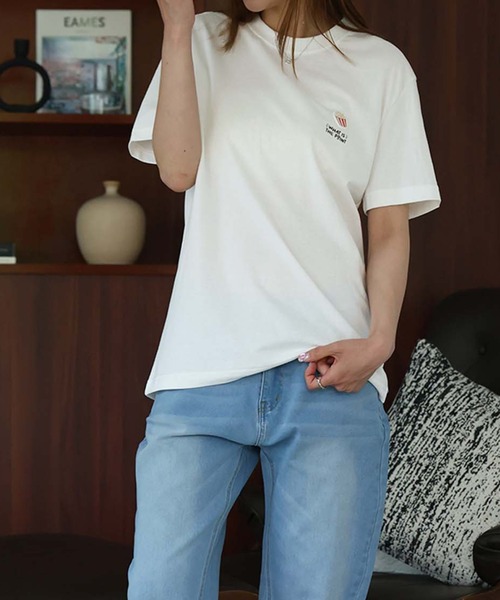 Girly Doll(ガーリードール)の「ポップコーンTシャツ(Tシャツ/カットソー・レディース・ネイビー/ホワイト/ピンク・F)」の5枚目の写真
