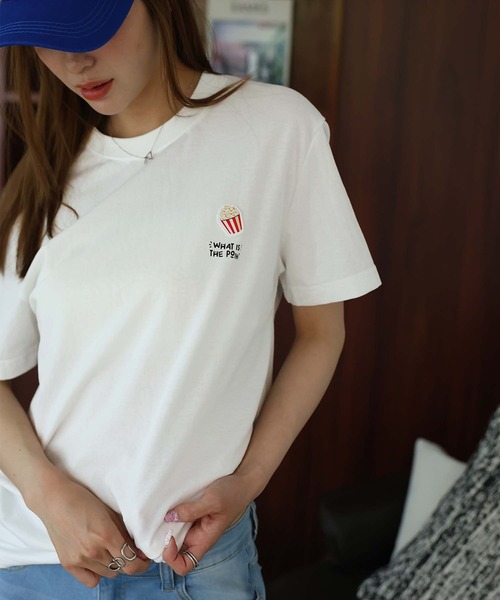 Girly Doll(ガーリードール)の「ポップコーンTシャツ(Tシャツ/カットソー・レディース・ネイビー/ホワイト/ピンク・F)」の7枚目の写真