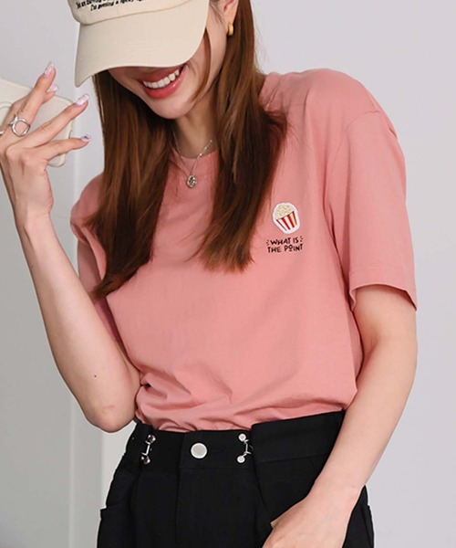 Girly Doll(ガーリードール)の「ポップコーンTシャツ(Tシャツ/カットソー・レディース・ネイビー/ホワイト/ピンク・F)」の16枚目の写真