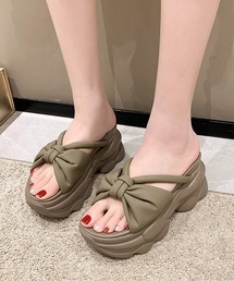 リボン バンド 厚底 ボリューム サンダル