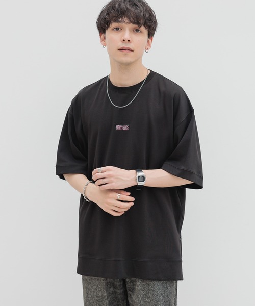 セール】サイドスリット/スムースプチ刺繍オーバーサイズTシャツ