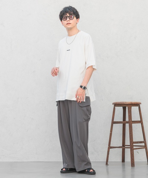 RAGEBLUE（レイジブルー）の「サイドスリット/スムースプチ刺繍オーバーサイズTシャツ（Tシャツ/カットソー・メンズ・グレー系その他/ライトブルー/ブラック/ホワイト・LARGE/MEDIUM/SMALL）」の5枚目の写真