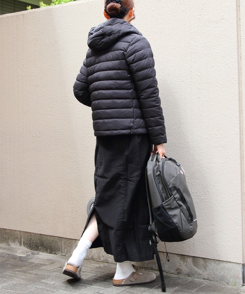 DANTON フード付き 黒 ミドルダウンジャケット DANTON/ダントン ミドルダウンフーデッドジャケット MIDDLE DOWN