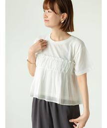 Lugnoncure（ルノンキュール）の「カット布帛ドッキングカットソー（Tシャツ/カットソー）」