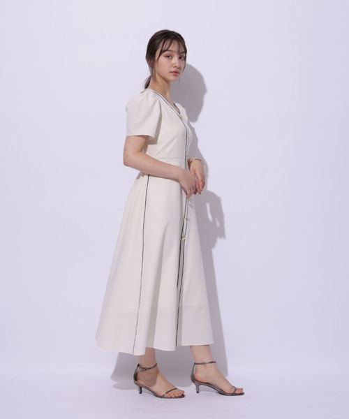 Rirandture（リランドチュール）の「ラインフレアワンピース（ワンピース・レディース・ブラック/ベージュ系その他/モカ・1/0/2）」の9枚目の写真