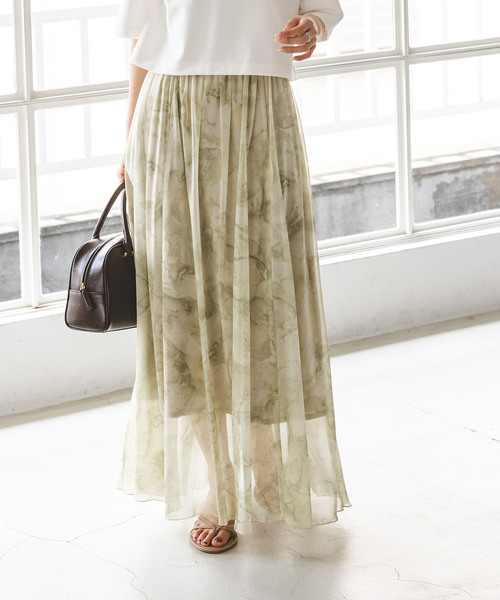 マーブルプリントチュールロングスカート（スカート）｜NOBLE  