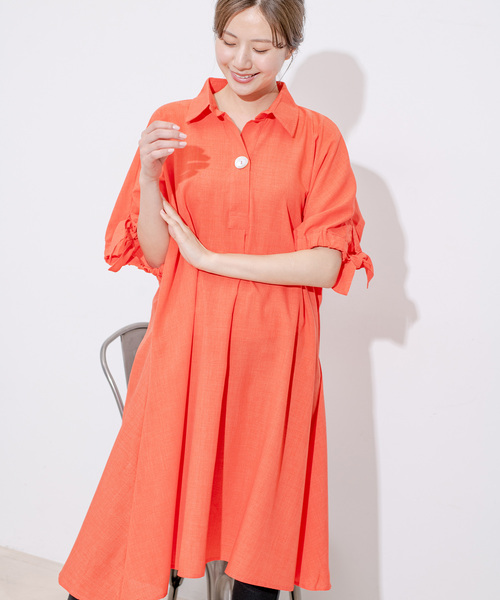 Jayro(ジャイロ)の「一つボタンスキッパーチュニックワンピース(ワンピース・レディース・マスタード/オレンジ/ネイビー/ベージュ/ブルー/ブルー系その他5/ブラック/ブラウン系その他3/ライトグリーン/ワイン・FREE)」の1枚目の写真