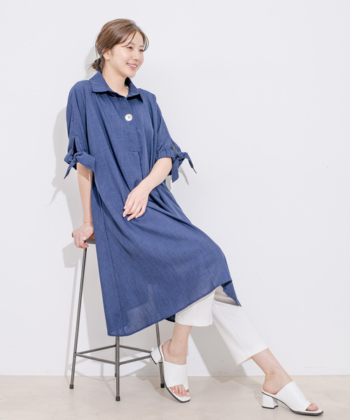 Jayro(ジャイロ)の「一つボタンスキッパーチュニックワンピース(ワンピース・レディース・マスタード/オレンジ/ネイビー/ベージュ/ブルー/ブルー系その他5/ブラック/ブラウン系その他3/ライトグリーン/ワイン・FREE)」の22枚目の写真