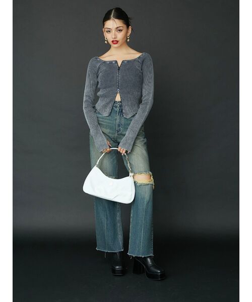 EVRIS(エヴリス)の「FRONTスラッシュワイドデニムパンツ(デニムパンツ・レディース・ブルー/インディゴブルー・SMALL/MEDIUM)」の4枚目の写真