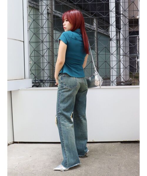 EVRIS(エヴリス)の「FRONTスラッシュワイドデニムパンツ(デニムパンツ・レディース・ブルー/インディゴブルー・SMALL/MEDIUM)」の11枚目の写真