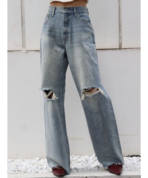 EVRIS(エヴリス)の「FRONTスラッシュワイドデニムパンツ(デニムパンツ・レディース・ブルー/インディゴブルー・SMALL/MEDIUM)」の16枚目の写真