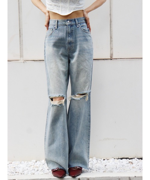 EVRIS(エヴリス)の「FRONTスラッシュワイドデニムパンツ(デニムパンツ・レディース・ブルー/インディゴブルー・SMALL/MEDIUM)」の13枚目の写真