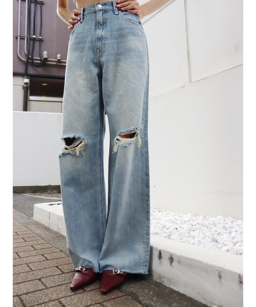 EVRIS(エヴリス)の「FRONTスラッシュワイドデニムパンツ(デニムパンツ・レディース・ブルー/インディゴブルー・SMALL/MEDIUM)」の14枚目の写真