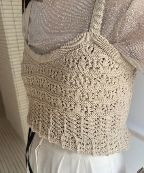 Amiur（エミレ）の「crochet summer knit camisole / クロシェサマーニットキャミソール（キャミソール・レディース・ホワイト/ベージュ・FREE）」の7枚目の写真