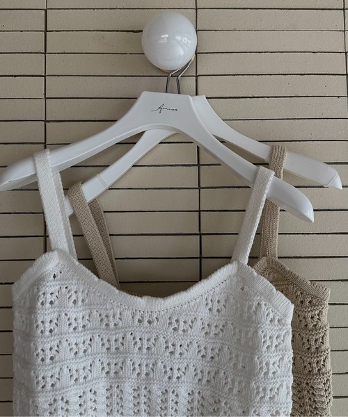 Amiur（エミレ）の「crochet summer knit camisole / クロシェサマーニットキャミソール（キャミソール・レディース・ホワイト/ベージュ・FREE）」の3枚目の写真