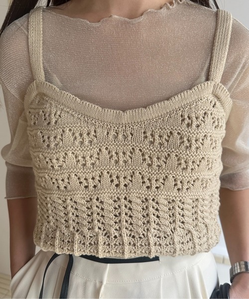 Amiur（エミレ）の「crochet summer knit camisole / クロシェサマーニットキャミソール（キャミソール・レディース・ホワイト/ベージュ・FREE）」の5枚目の写真