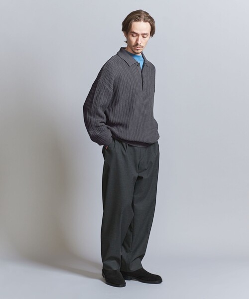 BEAUTY&YOUTH UNITED ARROWS（ビューティーアンドユースユナイテッドアローズ）の「グリッド アゼ 3B ポロニット -ウォッシャブル‐（ニット/セーター・メンズ・ダークグレー/ブラック/その他1・L/M/S/XL）」の6枚目の写真