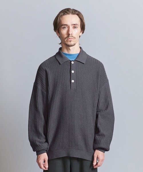 BEAUTY&YOUTH UNITED ARROWS（ビューティーアンドユースユナイテッドアローズ）の「グリッド アゼ 3B ポロニット -ウォッシャブル‐（ニット/セーター・メンズ・ダークグレー/ブラック/その他1・L/M/S/XL）」の12枚目の写真