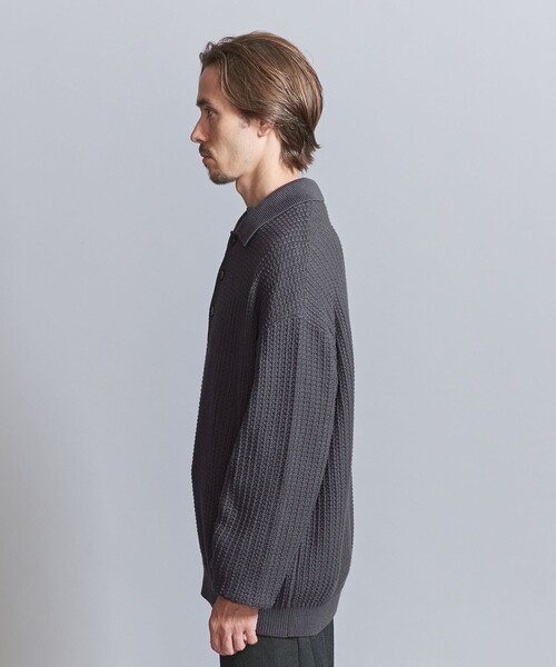BEAUTY&YOUTH UNITED ARROWS（ビューティーアンドユースユナイテッドアローズ）の「グリッド アゼ 3B ポロニット -ウォッシャブル‐（ニット/セーター・メンズ・ダークグレー/ブラック/その他1・L/M/S/XL）」の13枚目の写真