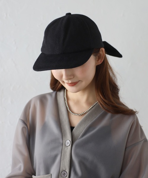Bonjour Sagan(ボンジュールサガン)の「【Casselini】ウールリボンキャップ(キャップ・レディース・ブラック/グレー・FREE)」の3枚目の写真