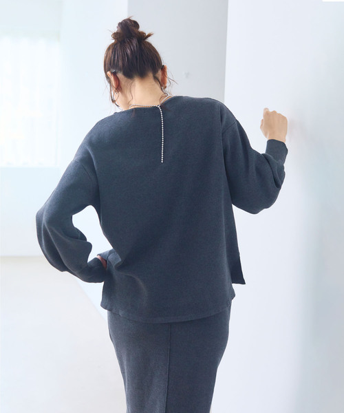 CROSS FUNCTION（クロスファンクション）の「《洗える・タンブル乾燥可》サマ美え スウェットライクバルーンスリーブニット【CROSS FUNCTION/クロスファンクション】（ニット/セーター・レディース・ライトベージュ/ホワイト系その他/ブラック系その他/レッド/ブラック/チャコールグレー/ブラウン系その他・LL/M/L）」の8枚目の写真