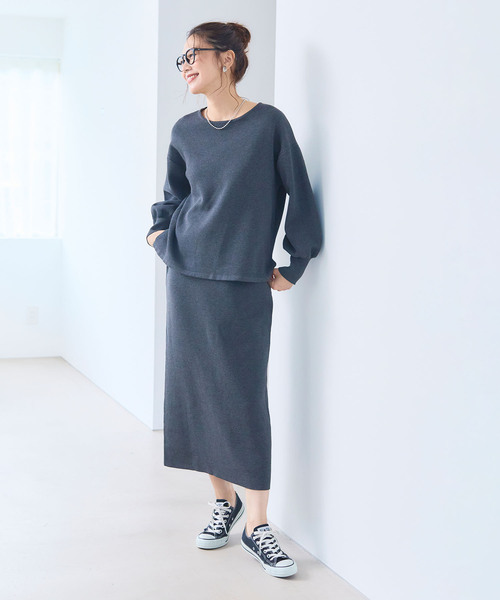 CROSS FUNCTION（クロスファンクション）の「《洗える・タンブル乾燥可》サマ美え スウェットライクバルーンスリーブニット【CROSS FUNCTION/クロスファンクション】（ニット/セーター・レディース・ライトベージュ/ホワイト系その他/ブラック系その他/レッド/ブラック/チャコールグレー/ブラウン系その他・LL/M/L）」の9枚目の写真