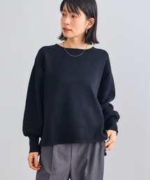 《洗える・タンブル乾燥可》サマ美え スウェットライクバルーンスリーブニット【CROSS FUNCTION/クロスファンクション】