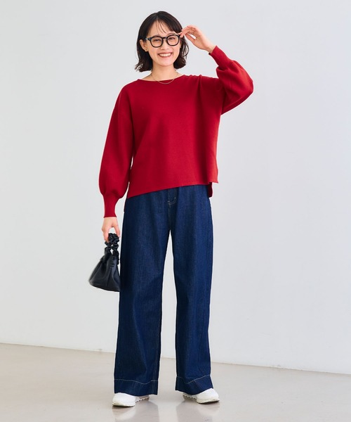 enrica KNIT 196 赤いニットセーター 長袖 バルーンスリーブ enrica KNIT 196 赤いニットセーター 長袖 バルーンスリーブ レディース