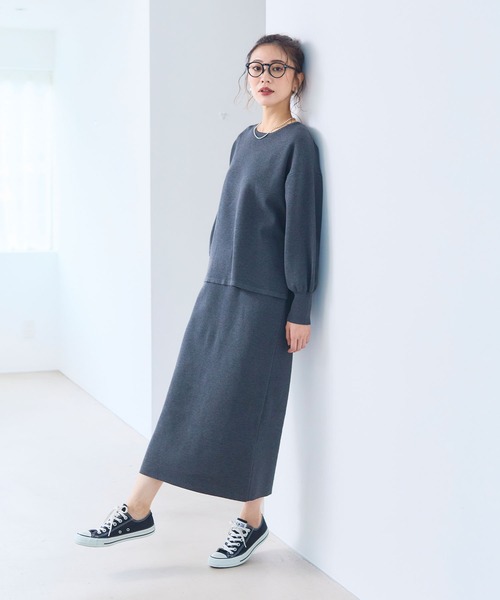 CROSS FUNCTION（クロスファンクション）の「《洗える・タンブル乾燥可》サマ美え スウェットライクバルーンスリーブニット【CROSS FUNCTION/クロスファンクション】（ニット/セーター・レディース・ライトベージュ/ホワイト系その他/ブラック系その他/レッド/ブラック/チャコールグレー/ブラウン系その他・LL/M/L）」の21枚目の写真