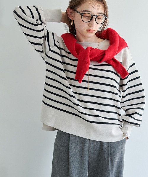 CROSS FUNCTION（クロスファンクション）の「《洗える・タンブル乾燥可》サマ美え スウェットライクバルーンスリーブニット【CROSS FUNCTION/クロスファンクション】（ニット/セーター・レディース・ライトベージュ/ホワイト系その他/ブラック系その他/レッド/ブラック/チャコールグレー/ブラウン系その他・LL/M/L）」の13枚目の写真