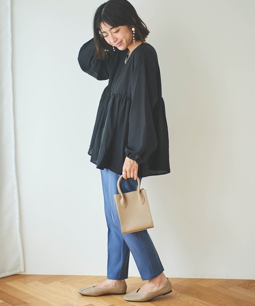 mil(ミル)の「【150㎝前後の小柄さんサイズ】前後2WAYチュニックブラウス(シャツ/ブラウス・レディース・ブラック/ホワイト/エンジ・ONE SIZE)」の17枚目の写真