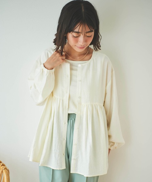 mil(ミル)の「【150㎝前後の小柄さんサイズ】前後2WAYチュニックブラウス(シャツ/ブラウス・レディース・ブラック/ホワイト/エンジ・ONE SIZE)」の7枚目の写真