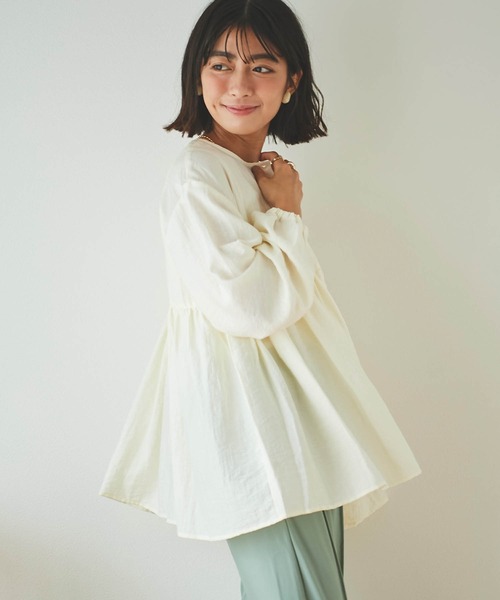 Milly - ミリー　ホワイトカシュクールお袖ふんわりブラウスMi♡ 150㎝前後の小柄さんサイズ】前後2WAYチュニックブラウス