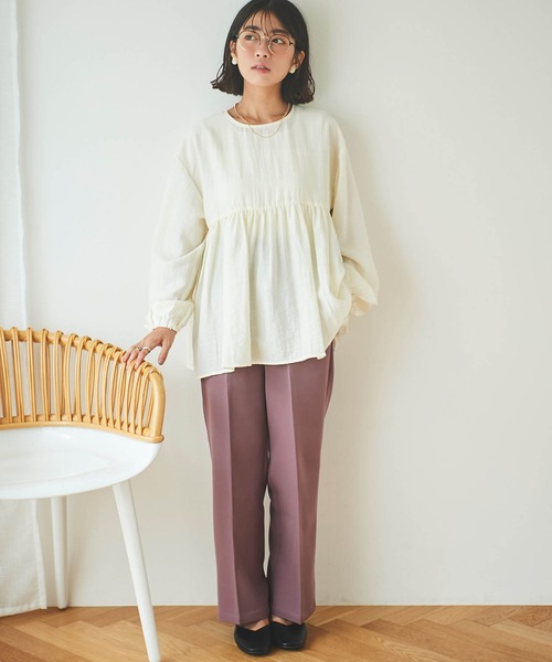 mil(ミル)の「【150㎝前後の小柄さんサイズ】前後2WAYチュニックブラウス(シャツ/ブラウス・レディース・ブラック/ホワイト/エンジ・ONE SIZE)」の9枚目の写真