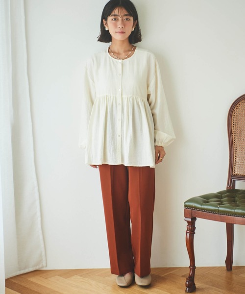 mil(ミル)の「【150㎝前後の小柄さんサイズ】前後2WAYチュニックブラウス(シャツ/ブラウス・レディース・ブラック/ホワイト/エンジ・ONE SIZE)」の11枚目の写真