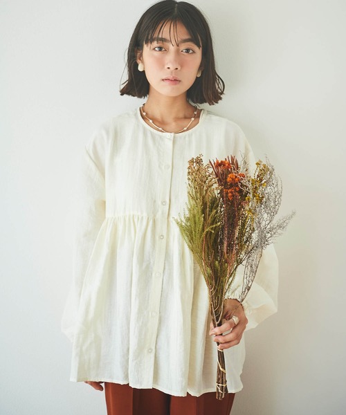 mil(ミル)の「【150㎝前後の小柄さんサイズ】前後2WAYチュニックブラウス(シャツ/ブラウス・レディース・ブラック/ホワイト/エンジ・ONE SIZE)」の14枚目の写真
