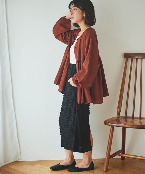mil(ミル)の「【150㎝前後の小柄さんサイズ】前後2WAYチュニックブラウス(シャツ/ブラウス・レディース・ブラック/ホワイト/エンジ・ONE SIZE)」の21枚目の写真