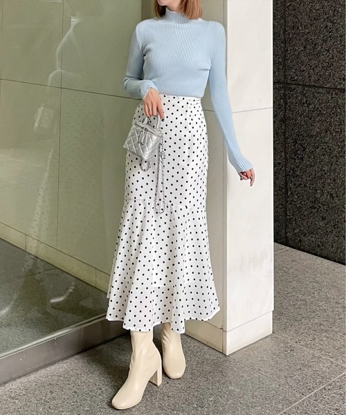 clear（クリア）の「ドット柄マーメイドスカート [大人 フェミニン]≪再入荷≫（スカート・レディース・ブラック/オフホワイト・F）」の2枚目の写真