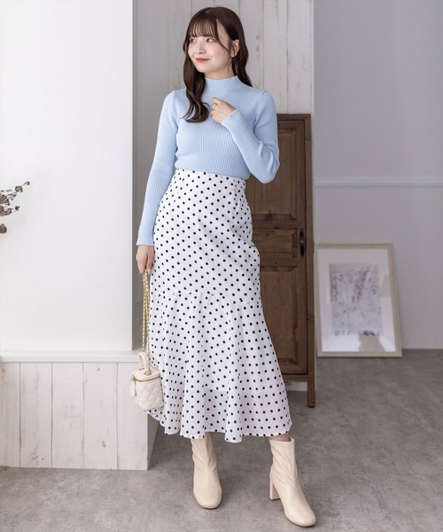 clear（クリア）の「ドット柄マーメイドスカート [大人 フェミニン]≪再入荷≫（スカート・レディース・ブラック/オフホワイト・F）」の6枚目の写真