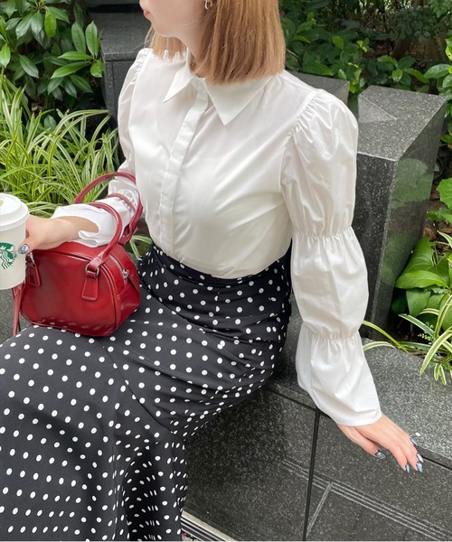 clear（クリア）の「ドット柄マーメイドスカート [大人 フェミニン]≪再入荷≫（スカート・レディース・ブラック/オフホワイト・F）」の4枚目の写真