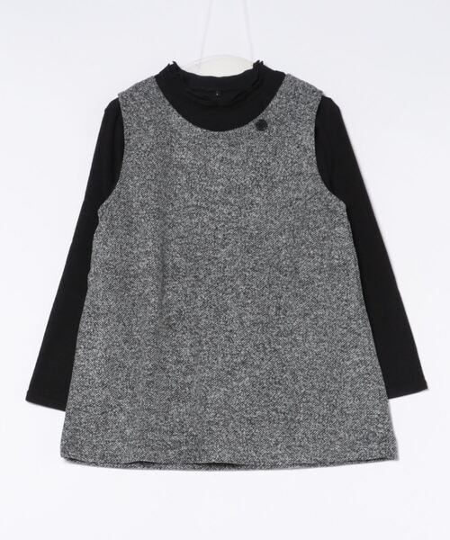 BELLUNA PLUS(ベルーナ)の「ブークレ素材チュニックアンサンブル(アンサンブル・レディース・ネイビー系/ブラック系/パープル・X-LARGE/MEDIUM/LARGE)」の1枚目の写真